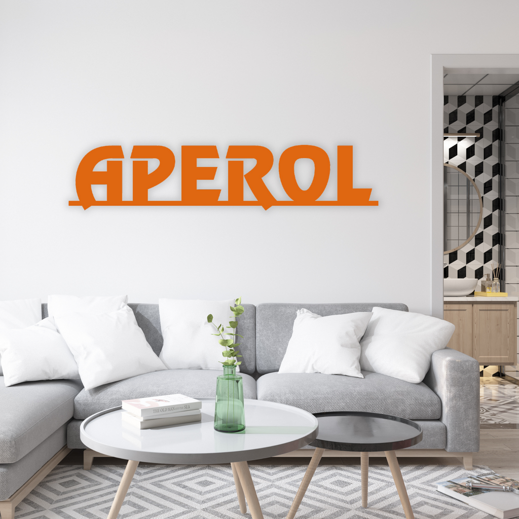 Schriftzug 3D aus Holz "APEROL" | Holz Schriftzug | Wandtattoo Holz | Wanddeko