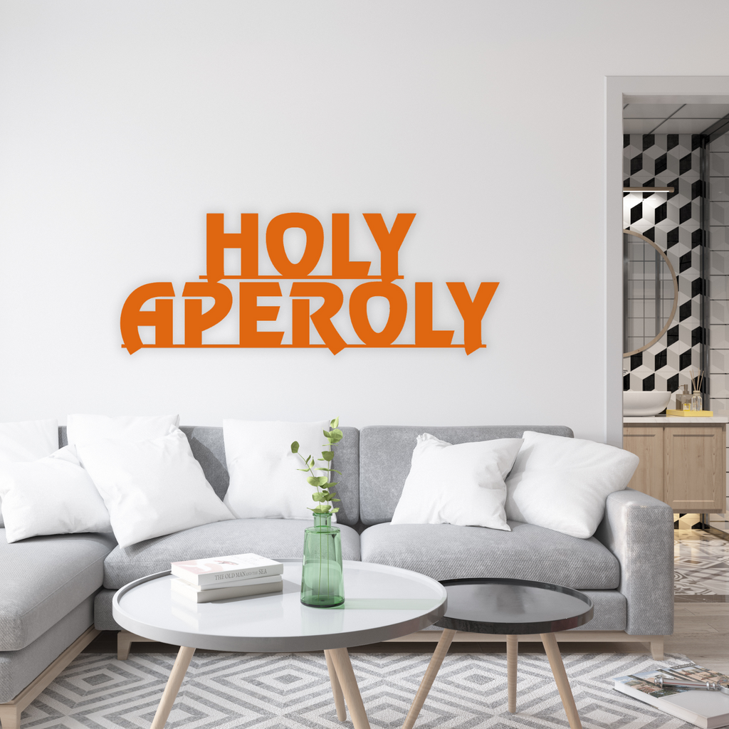 Schriftzug 3D aus Holz "HOLY APEROLY" | Holz Schriftzug | Wandtattoo Holz | Wanddeko