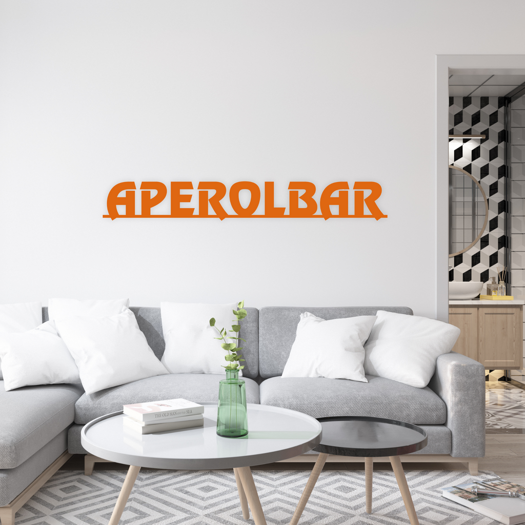 Schriftzug 3D aus Holz "APEROLBAR" | Holz Schriftzug | Wandtattoo Holz | Wanddeko