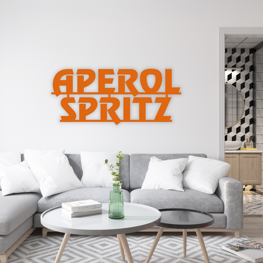 Schriftzug 3D aus Holz "APEROL SPRITZ" | Holz Schriftzug | Wandtattoo Holz | Wanddeko