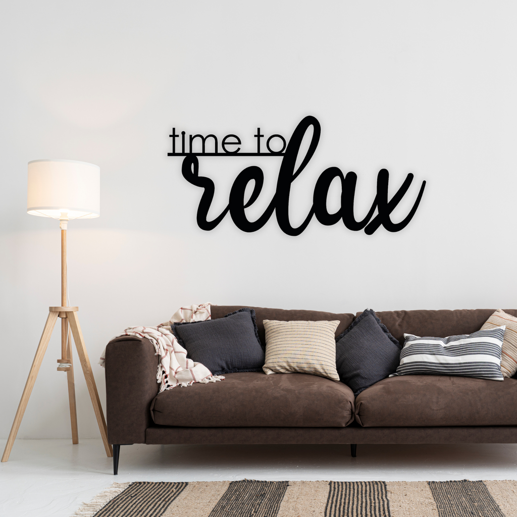 Schriftzug 3D aus Holz "time to relax" | Holz Schriftzug | Wandtattoo Holz | Wanddeko