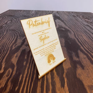 Patenbrief aus Holz | personalisiertes Geschenk vom Taufkind für den Paten | Geschenk zur Taufe