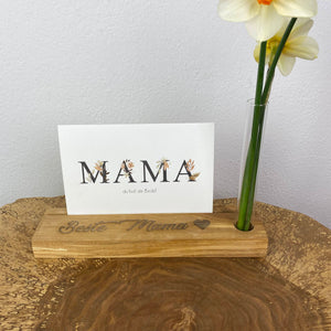 Beste Mama Kartenhalter mit Blumenvase | Fotoleiste | Kartenaufsteller | Bilderleiste | Muttertagsgeschenk | Muttertag